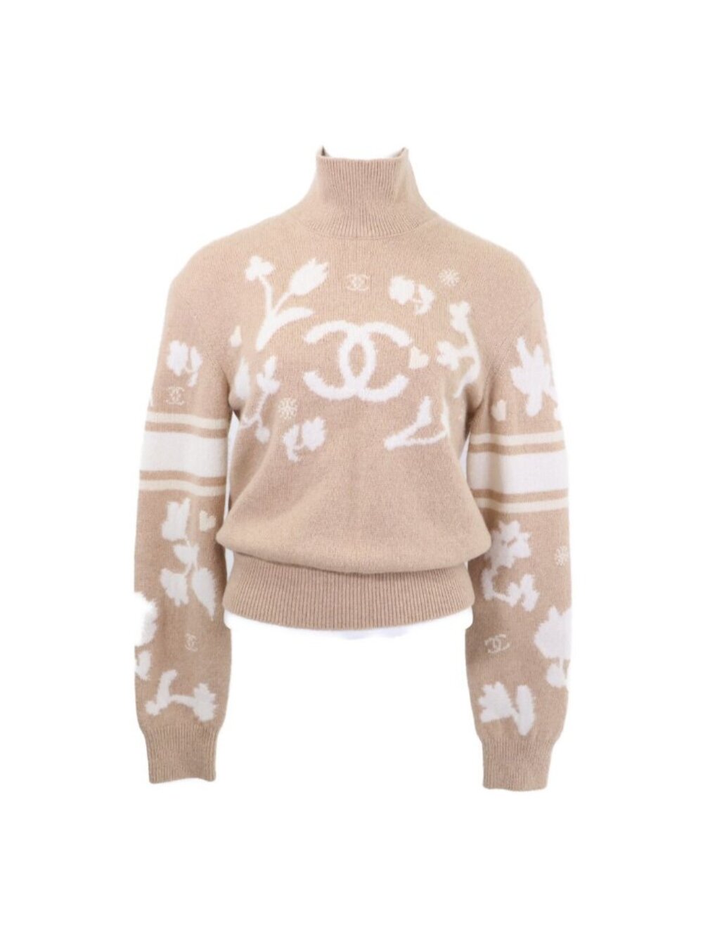 Chanel CC Logo High Neck Knit Sweater 36